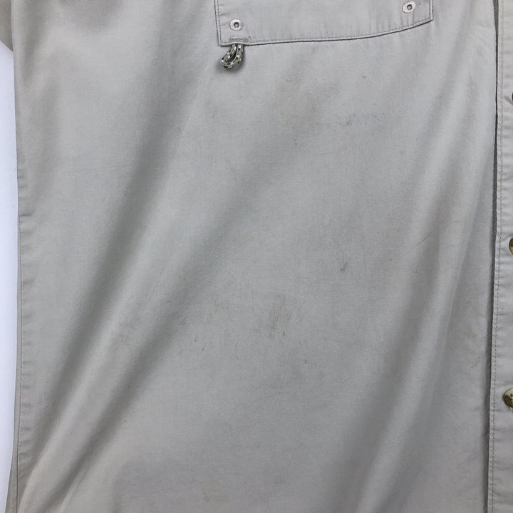 2000'S Columbia short-sleeved fishing shirt with hidden button-down collar, men's size XL equivalent. cotton Beige type Vintage Second Hand