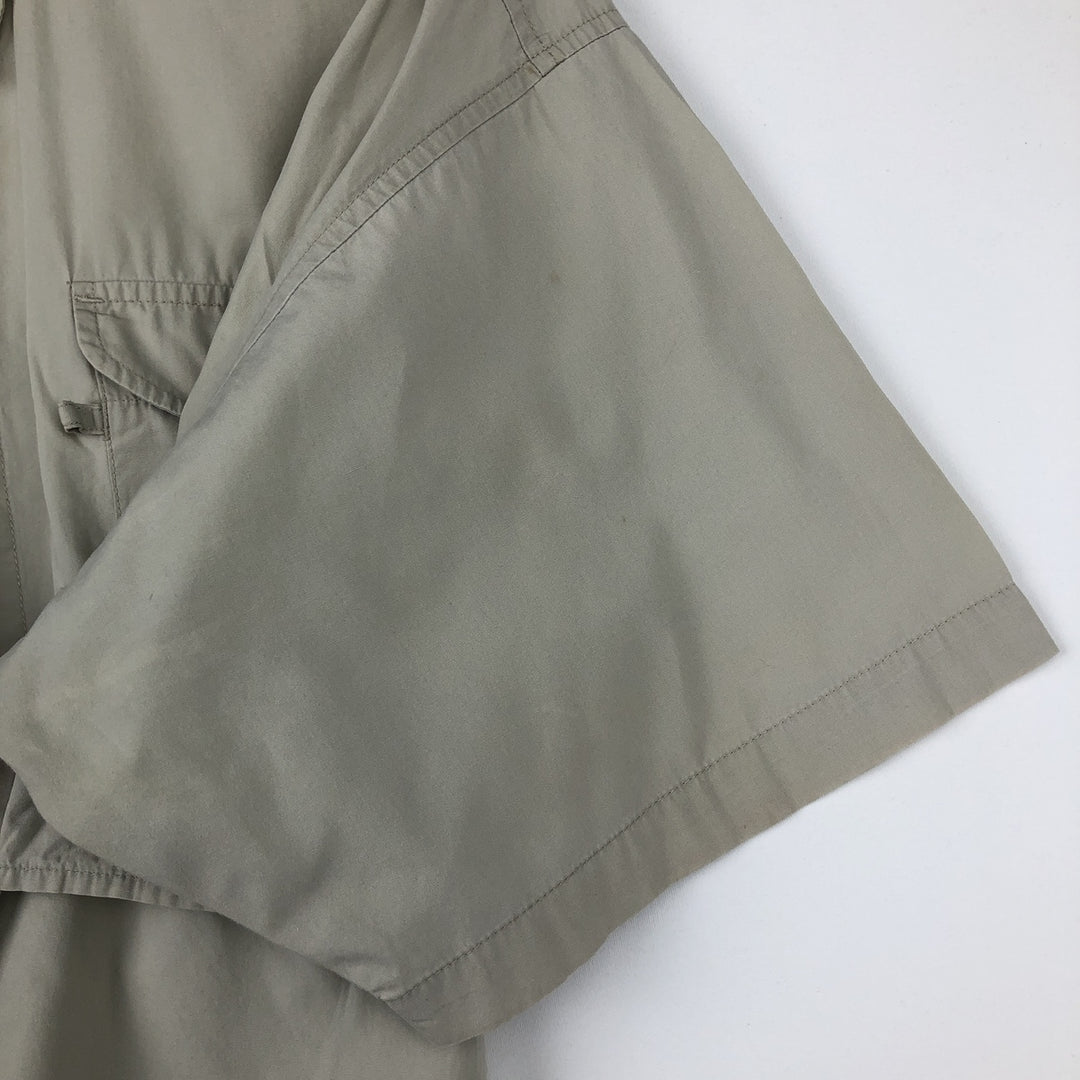 2000'S Columbia short-sleeved fishing shirt with hidden button-down collar, men's size XL equivalent. cotton Beige type Vintage Second Hand