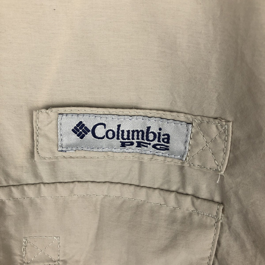 Columbia PFG OMNI-SHADE Omni-Shade Button-Down Short Sleeve Fishing Shirt Men's XL Nylon Beige type Vintage Second Hand