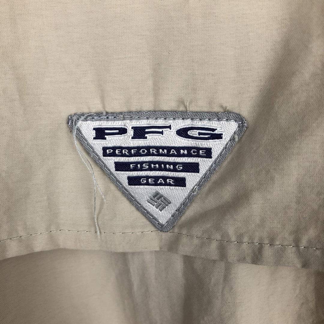 Columbia PFG OMNI-SHADE Omni-Shade Button-Down Short Sleeve Fishing Shirt Men's XL Nylon Beige type Vintage Second Hand