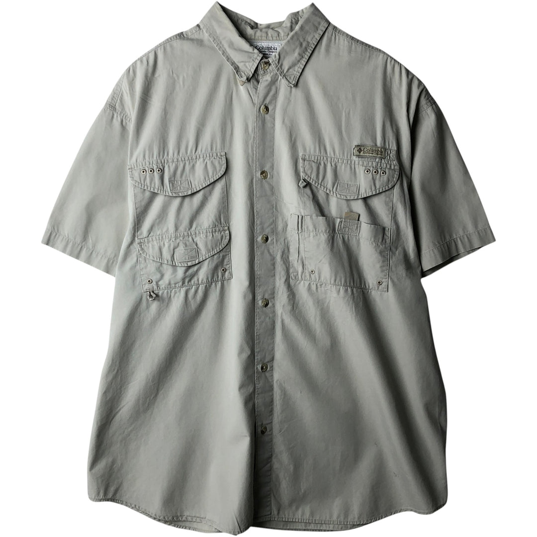 00'S Columbia PFG Hidden Button Down Short Sleeve Fishing Shirt Men's XL cotton Beige type Vintage Second Hand