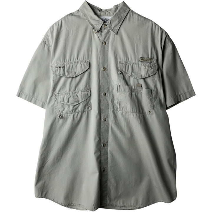 00'S Columbia PFG Hidden Button Down Short Sleeve Fishing Shirt Men's XL cotton Beige type Vintage Second Hand