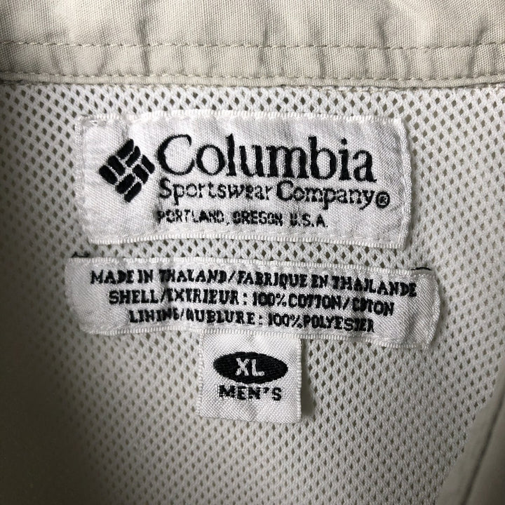 00'S Columbia PFG Hidden Button Down Short Sleeve Fishing Shirt Men's XL cotton Beige type Vintage Second Hand