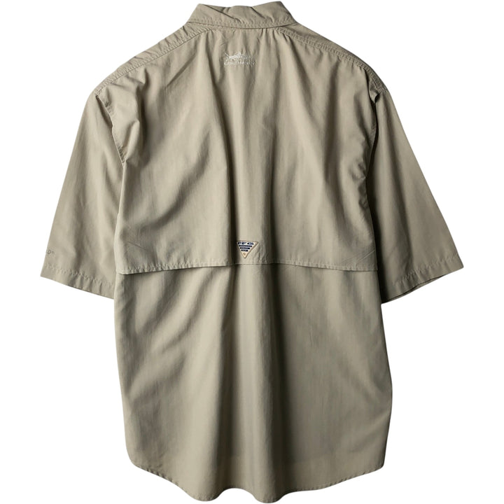 00'S Columbia PFG Hidden Button Down Short Sleeve Fishing Shirt Men's M Size Nylon Beige type Vintage Second Hand