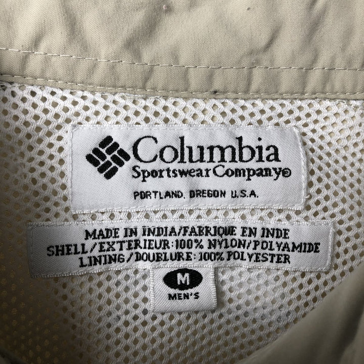 00'S Columbia PFG Hidden Button Down Short Sleeve Fishing Shirt Men's M Size Nylon Beige type Vintage Second Hand