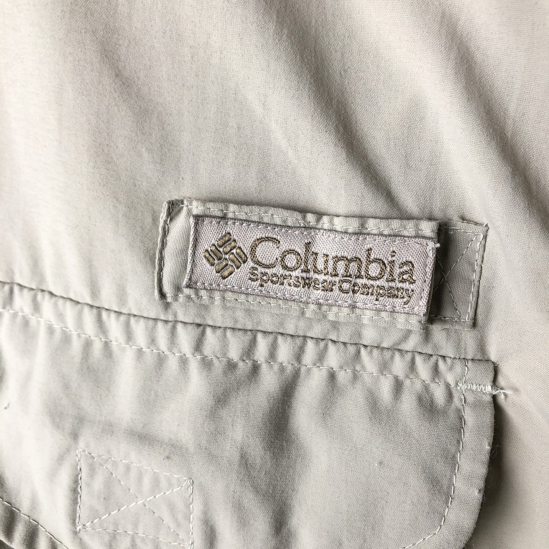 00'S Columbia PFG Hidden Button Down Short Sleeve Fishing Shirt Men's M Size Nylon Beige type Vintage Second Hand