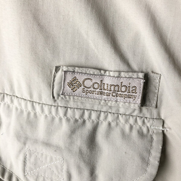 00'S Columbia PFG Hidden Button Down Short Sleeve Fishing Shirt Men's M Size Nylon Beige type Vintage Second Hand