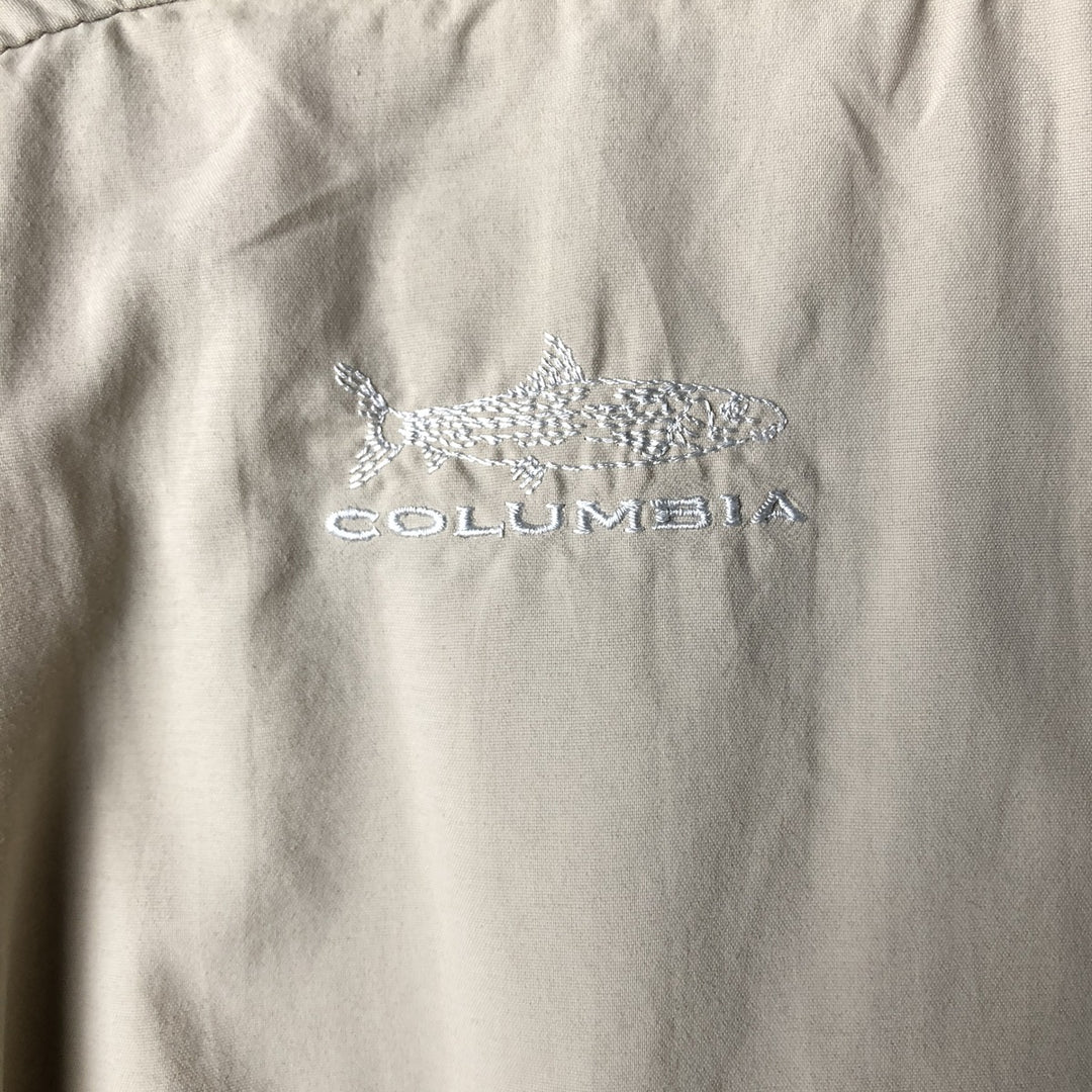 00'S Columbia PFG Hidden Button Down Short Sleeve Fishing Shirt Men's M Size Nylon Beige type Vintage Second Hand