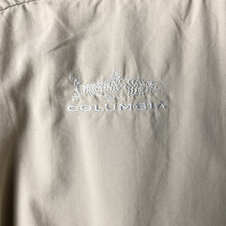 00'S Columbia PFG Hidden Button Down Short Sleeve Fishing Shirt Men's M Size Nylon Beige type Vintage Second Hand