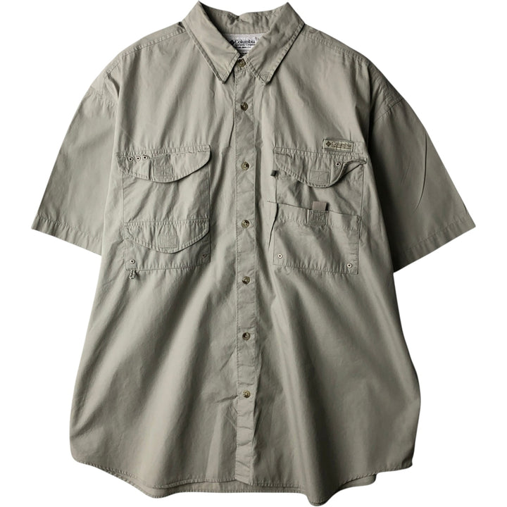 00'S Columbia PFG Hidden Button Down Short Sleeve Fishing Shirt Men's XL cotton Beige type Vintage Second Hand