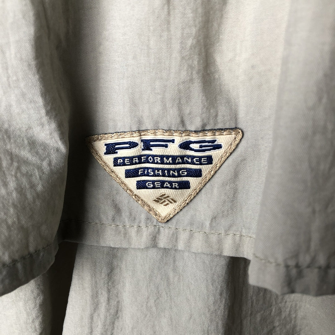 90s-00'S Columbia PFG Short Sleeve Fishing Shirt Men's XL Vintage Nylon Khaki type sage green Vintage Second Hand