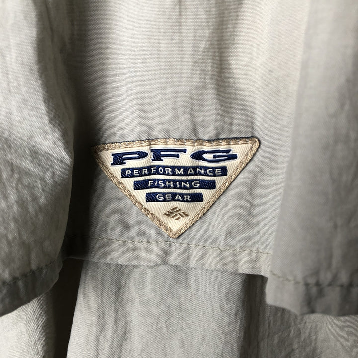 90s-00'S Columbia PFG Short Sleeve Fishing Shirt Men's XL Vintage Nylon Khaki type sage green Vintage Second Hand
