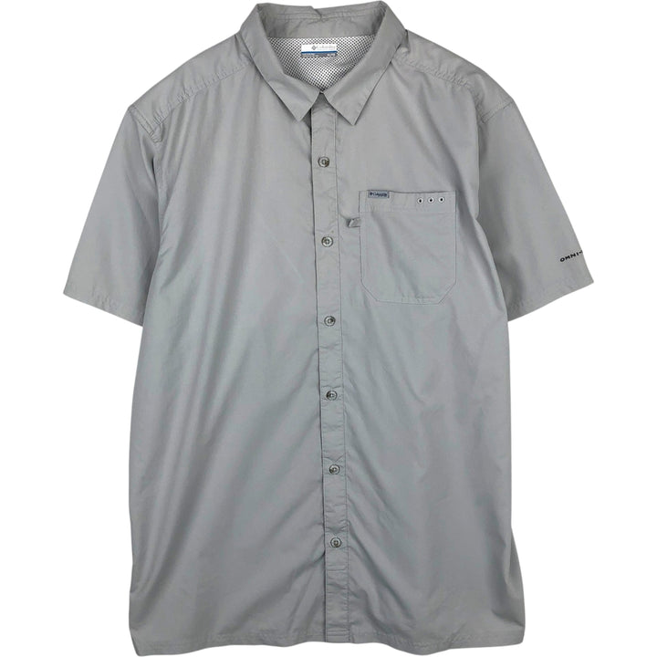Columbia PFG OMNI-SHADE Short-Sleeve Fishing Shirt, Boxy Shirt, Men's Size XL (approx.) unclear gray type Vintage Second Hand