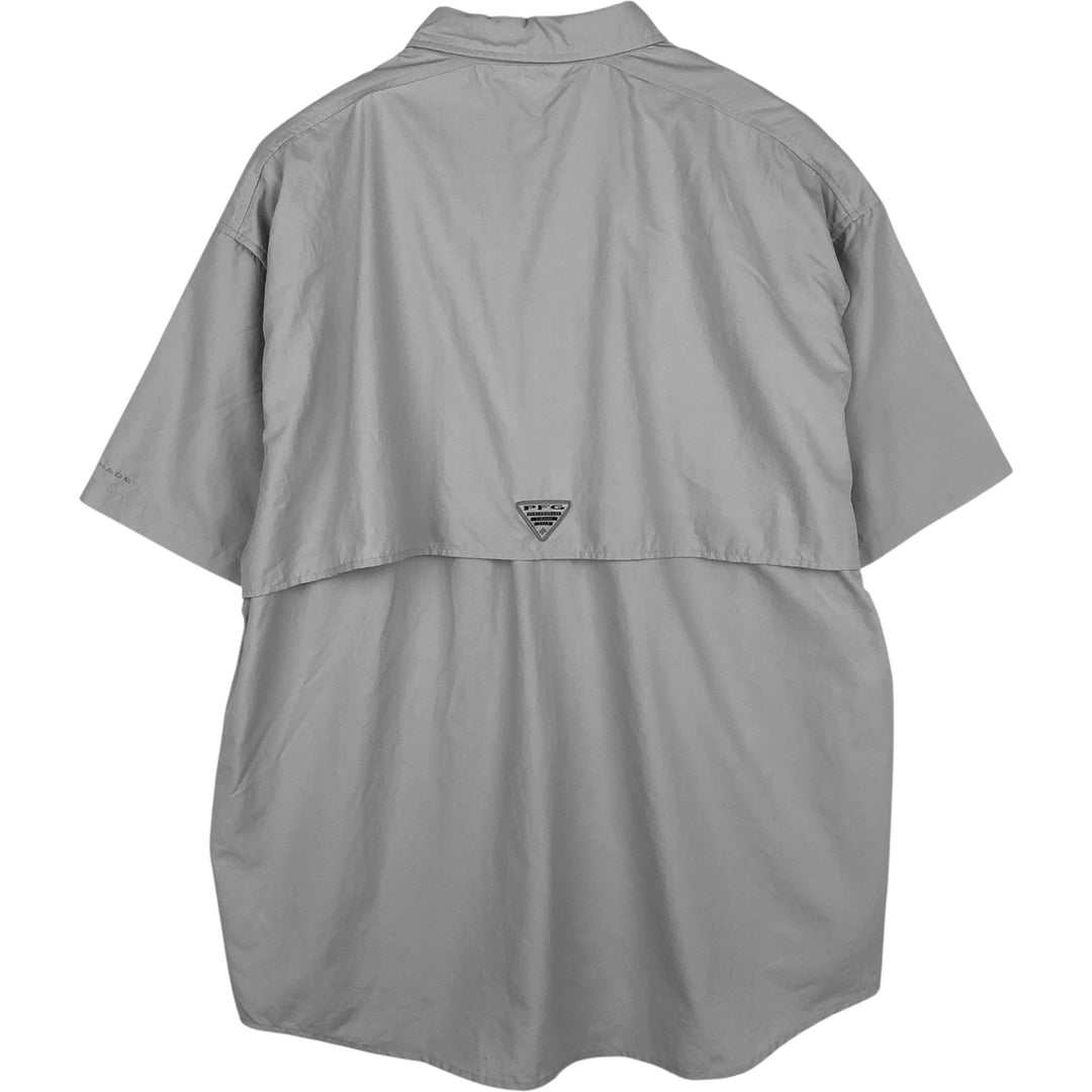 Columbia PFG BAHAMA OMNI-SHADE Omni-Shade Button-Down Short Sleeve Fishing Shirt, Men's XL Nylon gray type Vintage Second Hand