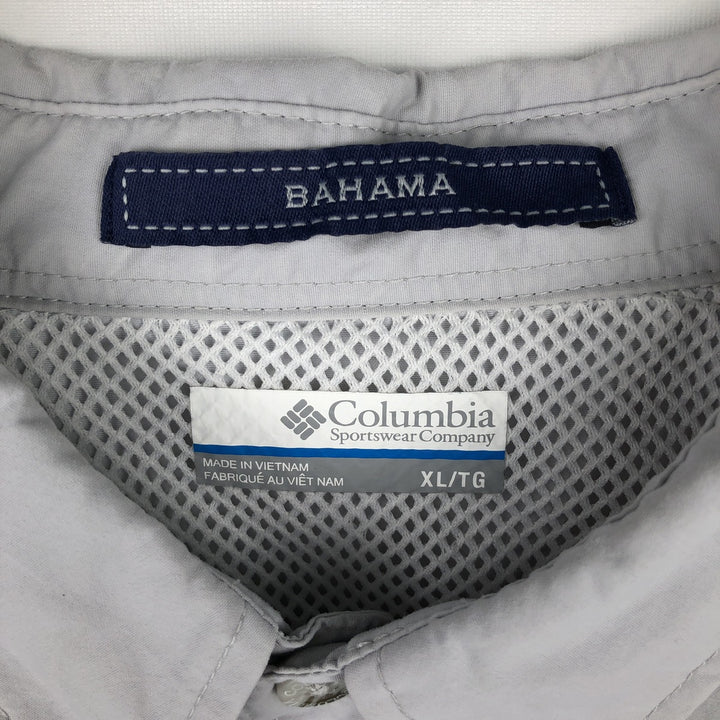 Columbia PFG BAHAMA OMNI-SHADE Omni-Shade Button-Down Short Sleeve Fishing Shirt, Men's XL Nylon gray type Vintage Second Hand