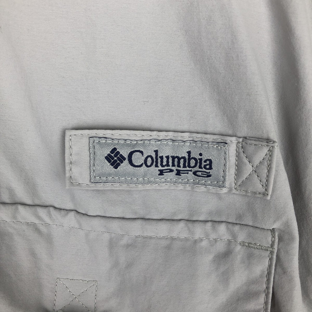 Columbia PFG BAHAMA OMNI-SHADE Omni-Shade Button-Down Short Sleeve Fishing Shirt, Men's XL Nylon gray type Vintage Second Hand