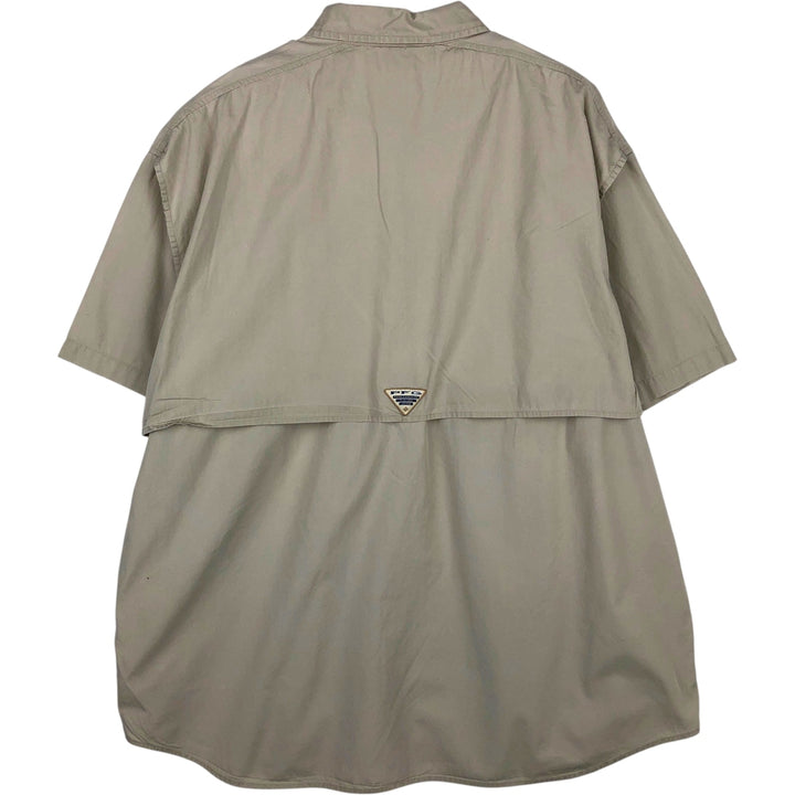Columbia PFG Hidden Button Down Short Sleeve Fishing Shirt, Men's XL cotton Beige type Vintage Second Hand