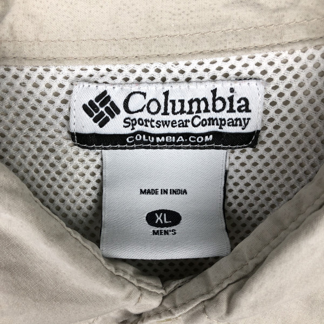Columbia PFG Hidden Button Down Short Sleeve Fishing Shirt, Men's XL cotton Beige type Vintage Second Hand