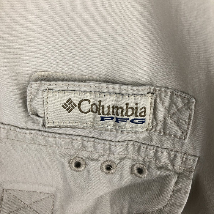 Columbia PFG Hidden Button Down Short Sleeve Fishing Shirt, Men's XL cotton Beige type Vintage Second Hand