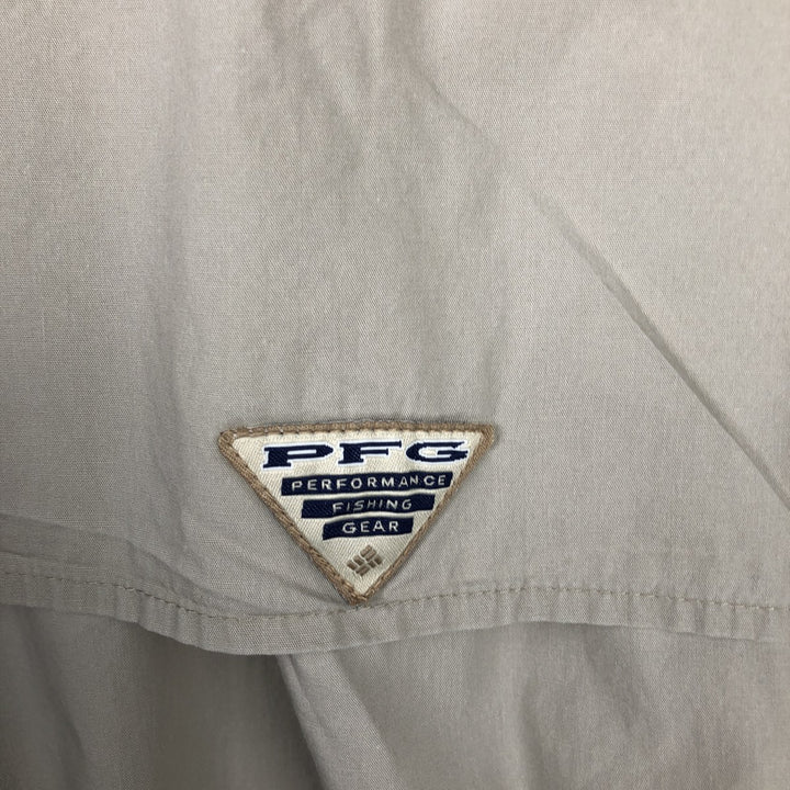 Columbia PFG Hidden Button Down Short Sleeve Fishing Shirt, Men's XL cotton Beige type Vintage Second Hand