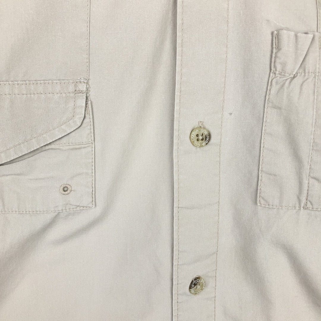 Columbia PFG Hidden Button Down Short Sleeve Fishing Shirt, Men's XL cotton Beige type Vintage Second Hand