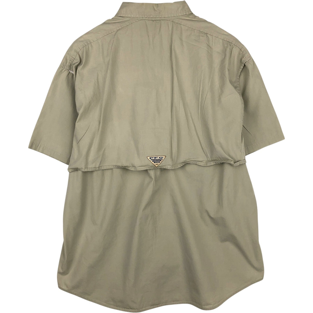 2000'S Columbia PFG Short-Sleeve Fishing Shirt, Men's Size L (approx.) cotton Beige type Vintage Second Hand