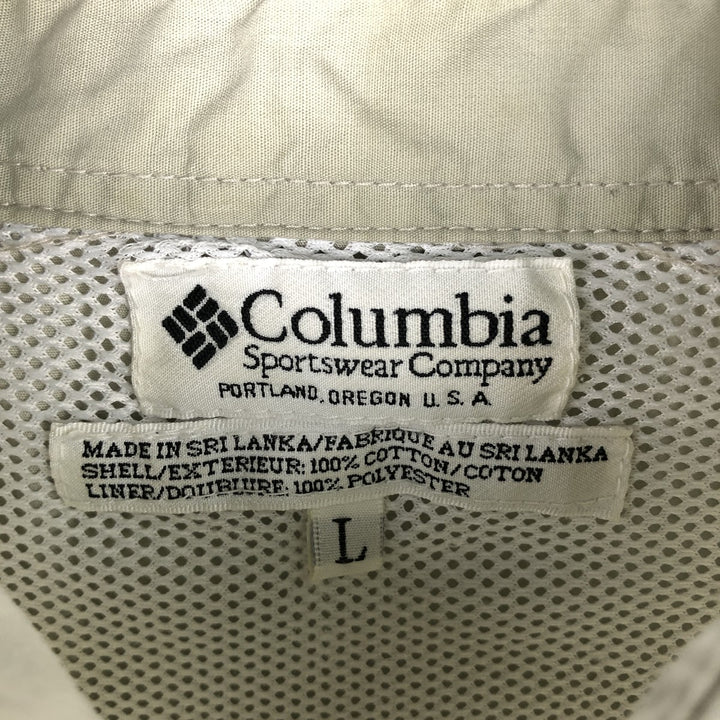 2000'S Columbia PFG Short-Sleeve Fishing Shirt, Men's Size L (approx.) cotton Beige type Vintage Second Hand