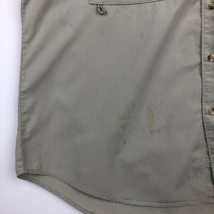 2000'S Columbia PFG Short-Sleeve Fishing Shirt, Men's Size L (approx.) cotton Beige type Vintage Second Hand