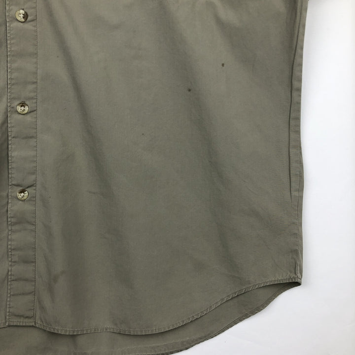 Columbia Men's Short-Sleeve Fishing Shirt with Hidden Button-Down, Size XL (approx.) cotton Khaki type sage green Vintage Second Hand
