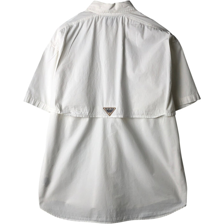 Columbia PFG Hidden Button-Down Short Sleeve Fishing Shirt, Men's Medium cotton white type Vintage Second Hand