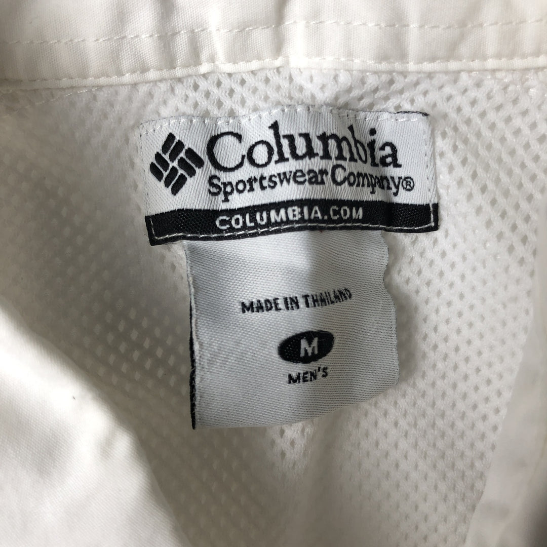 Columbia PFG Hidden Button-Down Short Sleeve Fishing Shirt, Men's Medium cotton white type Vintage Second Hand