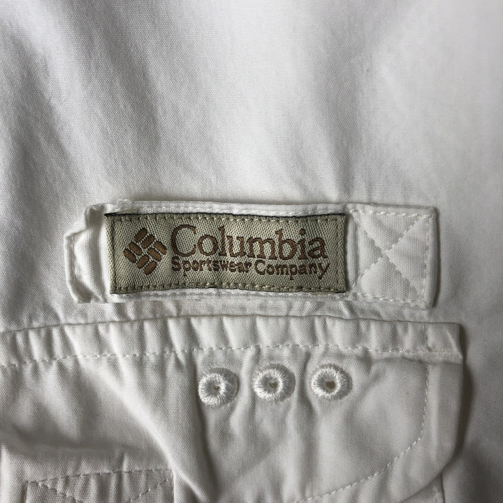 Columbia PFG Hidden Button-Down Short Sleeve Fishing Shirt, Men's Medium cotton white type Vintage Second Hand
