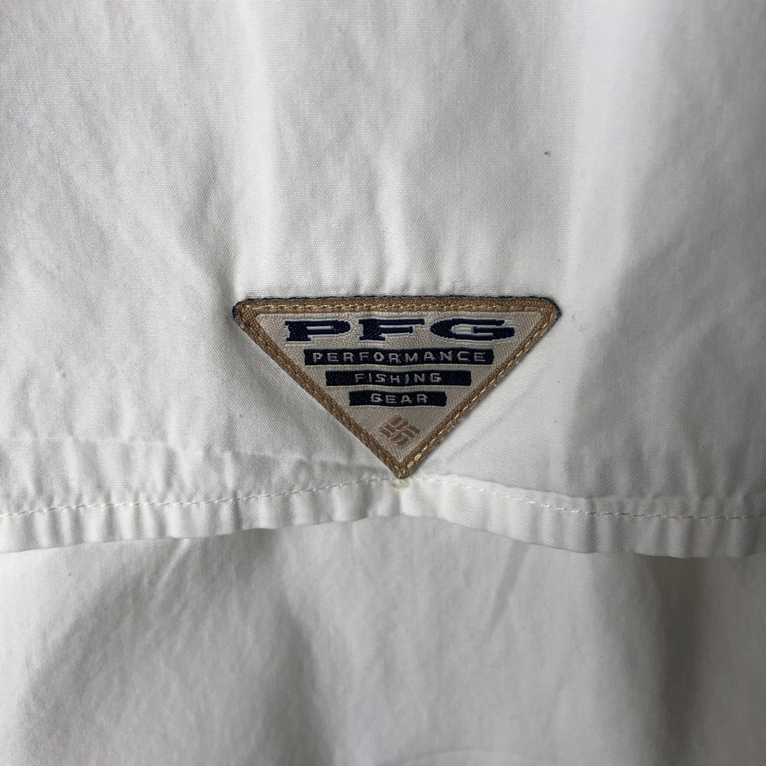 Columbia PFG Hidden Button-Down Short Sleeve Fishing Shirt, Men's Medium cotton white type Vintage Second Hand