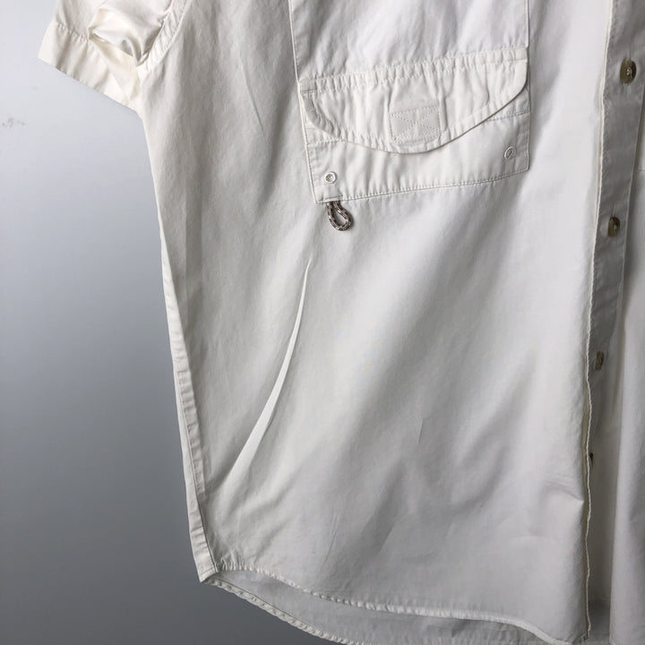Columbia PFG Hidden Button-Down Short Sleeve Fishing Shirt, Men's Medium cotton white type Vintage Second Hand