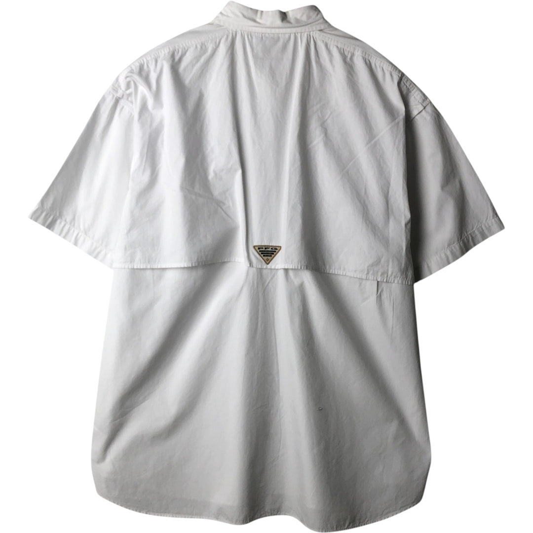 2000'S Columbia short-sleeved fishing shirt with hidden button-down collar, men's size XL equivalent. cotton white type Vintage Second Hand