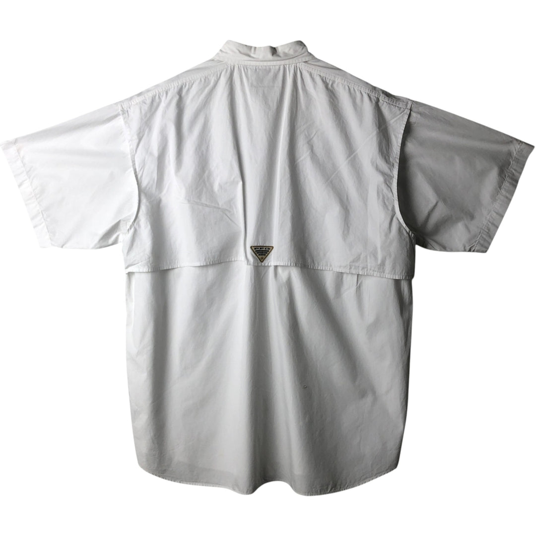 2000'S Columbia short-sleeved fishing shirt with hidden button-down collar, men's size XL equivalent. cotton white type Vintage Second Hand