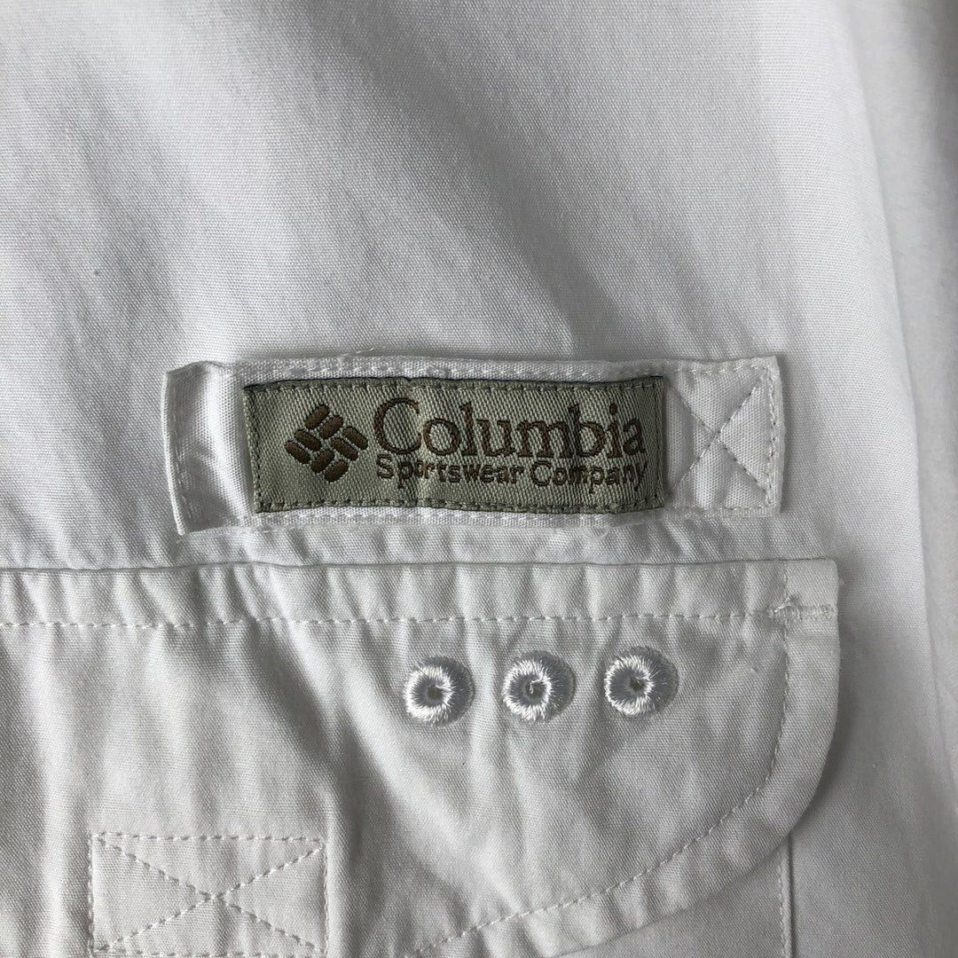 2000'S Columbia short-sleeved fishing shirt with hidden button-down collar, men's size XL equivalent. cotton white type Vintage Second Hand