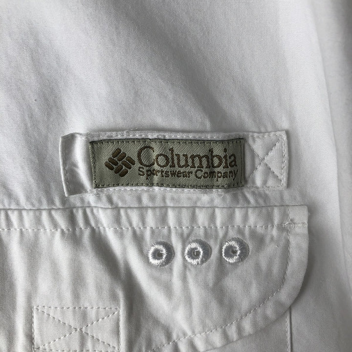 2000'S Columbia short-sleeved fishing shirt with hidden button-down collar, men's size XL equivalent. cotton white type Vintage Second Hand