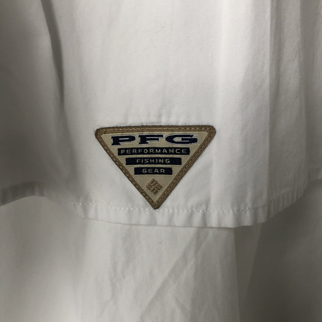 2000'S Columbia short-sleeved fishing shirt with hidden button-down collar, men's size XL equivalent. cotton white type Vintage Second Hand
