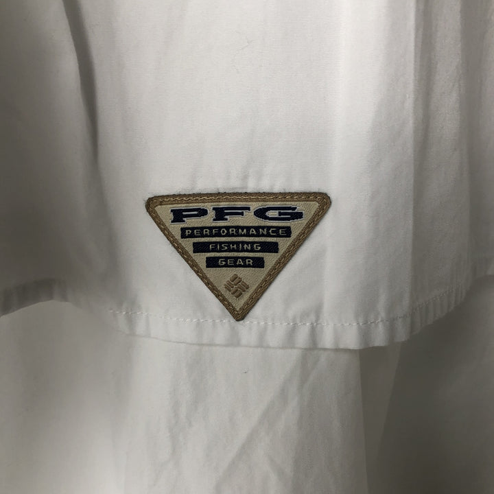 2000'S Columbia short-sleeved fishing shirt with hidden button-down collar, men's size XL equivalent. cotton white type Vintage Second Hand