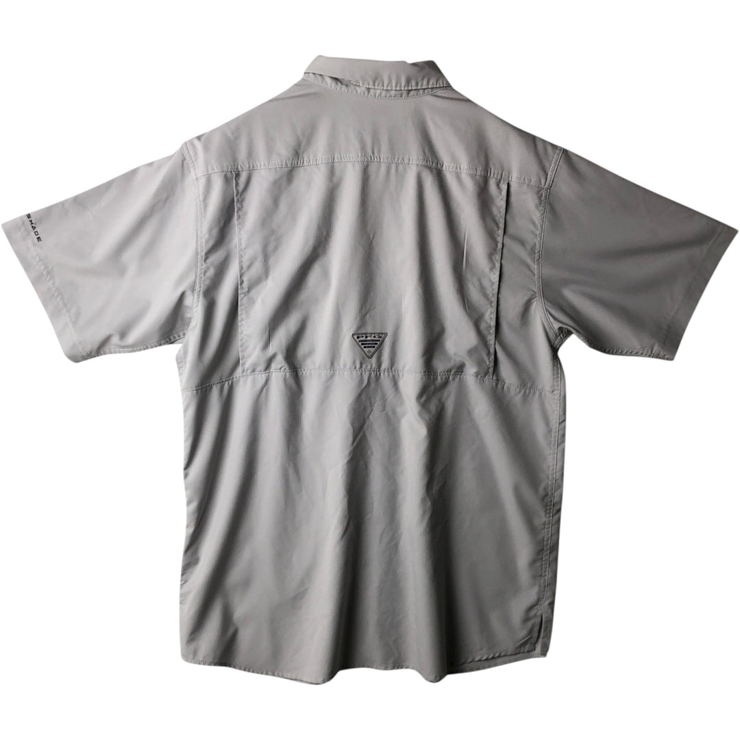 Columbia PFG OMNI-SHADE Omni-Shade Short-Sleeve Fishing Shirt with Hidden Button-Down, Men's Size M (approx.) polyester gray type Vintage Second Hand
