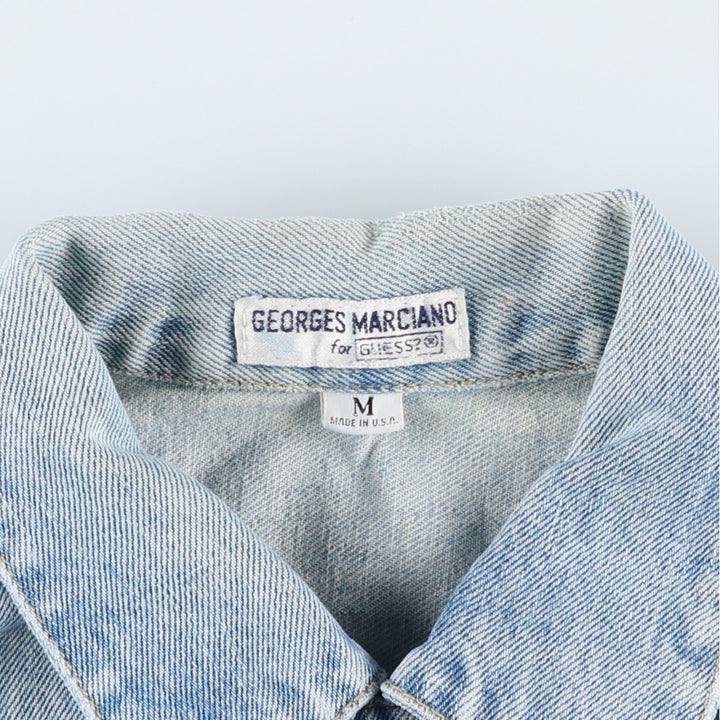 ~90'S Guess GEORGES MARCIANO Denim Jacket, Made in USA, Men's Size M (approx.), Vintage unclear blue type Vintage Second Hand