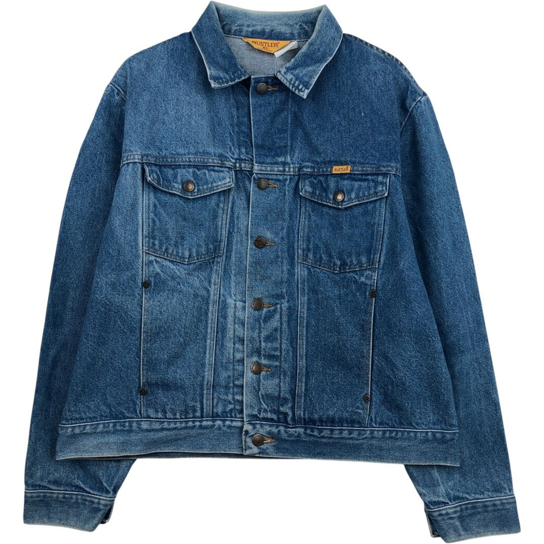 70s-80'S Rustler Denim Jacket, Made in USA, Men's XL equivalent, Vintage unclear blue type Vintage Second Hand