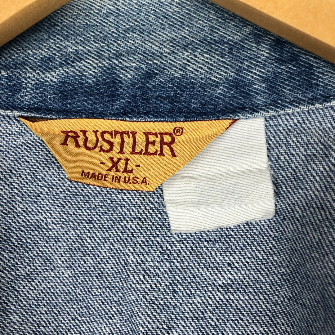 70s-80'S Rustler Denim Jacket, Made in USA, Men's XL equivalent, Vintage unclear blue type Vintage Second Hand