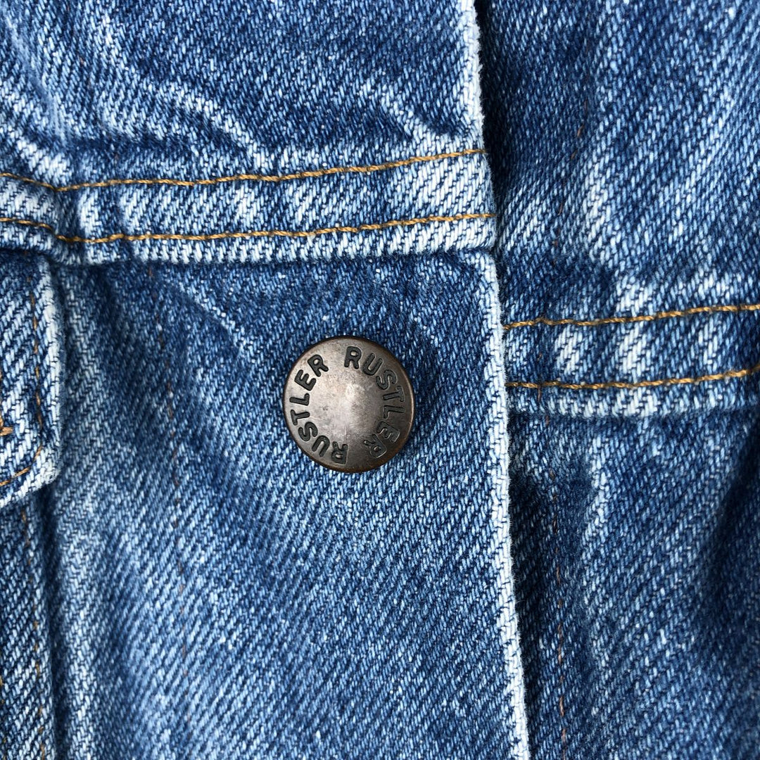 70s-80'S Rustler Denim Jacket, Made in USA, Men's XL equivalent, Vintage unclear blue type Vintage Second Hand