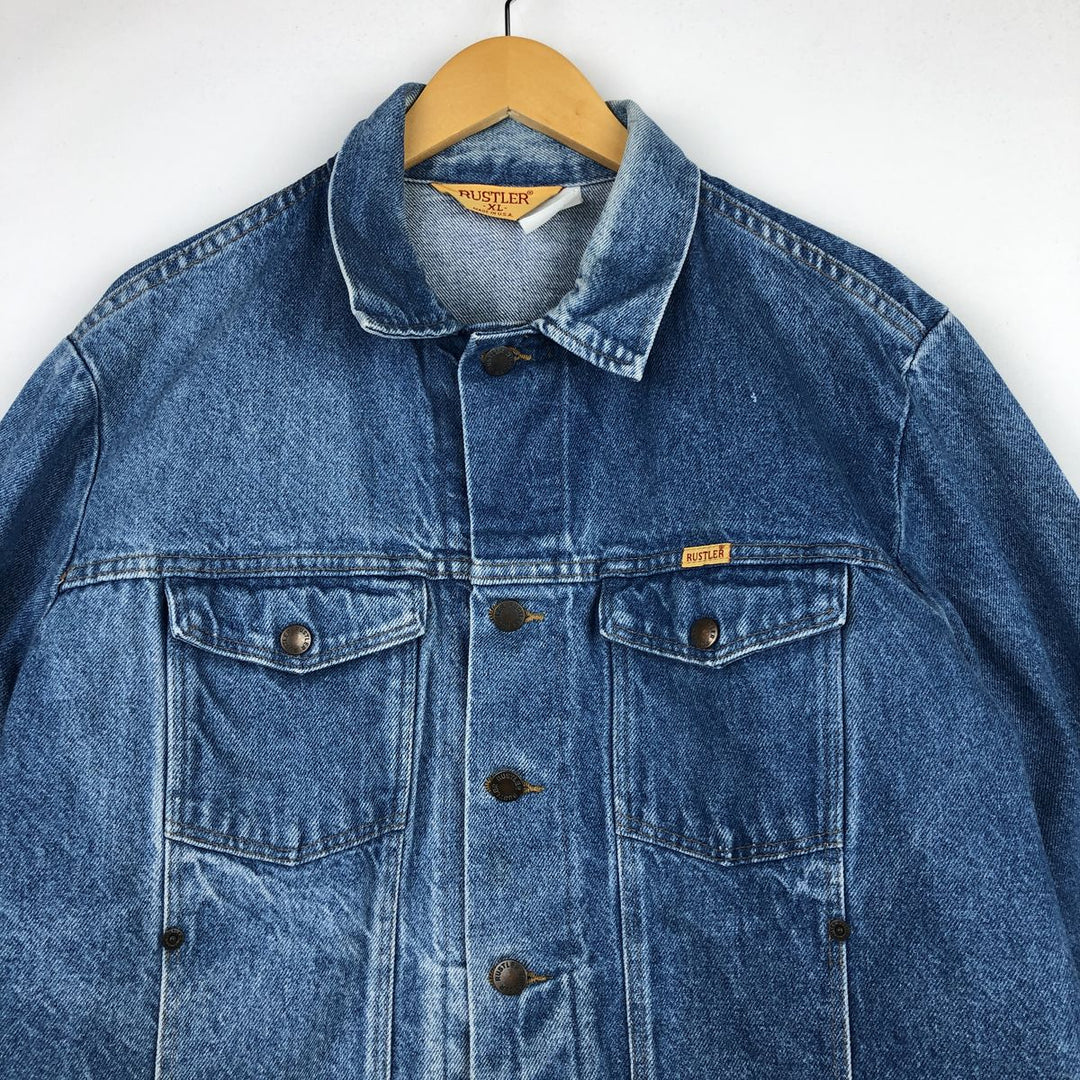 70s-80'S Rustler Denim Jacket, Made in USA, Men's XL equivalent, Vintage unclear blue type Vintage Second Hand