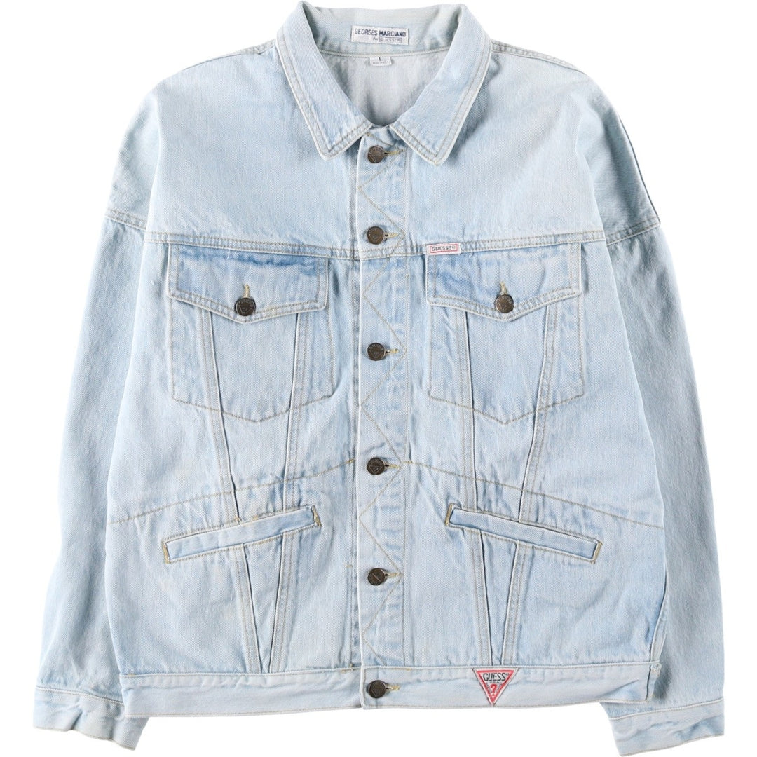 80s-90'S Guess GEORGES MARCIANO Denim Jacket, Made in USA, Men's Size L (approx.), Vintage cotton Blue type light blue Vintage Second Hand