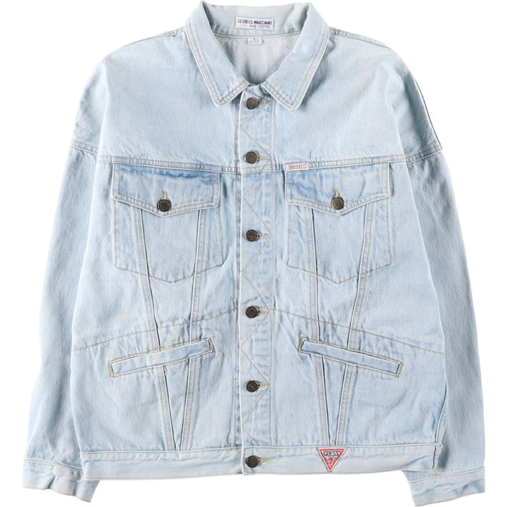 80s-90'S Guess GEORGES MARCIANO Denim Jacket, Made in USA, Men's Size L (approx.), Vintage cotton Blue type light blue Vintage Second Hand