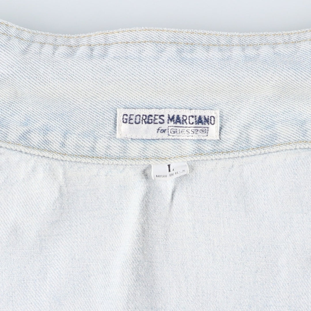80s-90'S Guess GEORGES MARCIANO Denim Jacket, Made in USA, Men's Size L (approx.), Vintage cotton Blue type light blue Vintage Second Hand