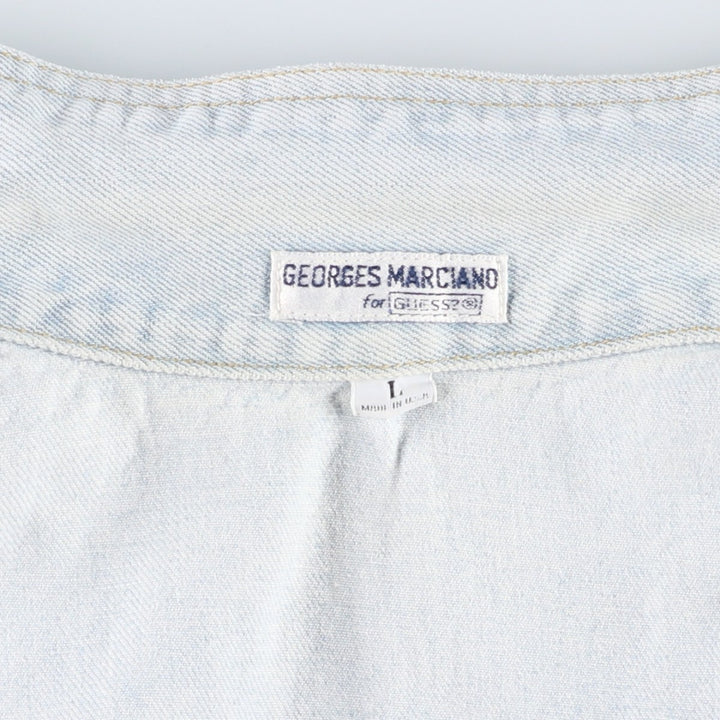 80s-90'S Guess GEORGES MARCIANO Denim Jacket, Made in USA, Men's Size L (approx.), Vintage cotton Blue type light blue Vintage Second Hand